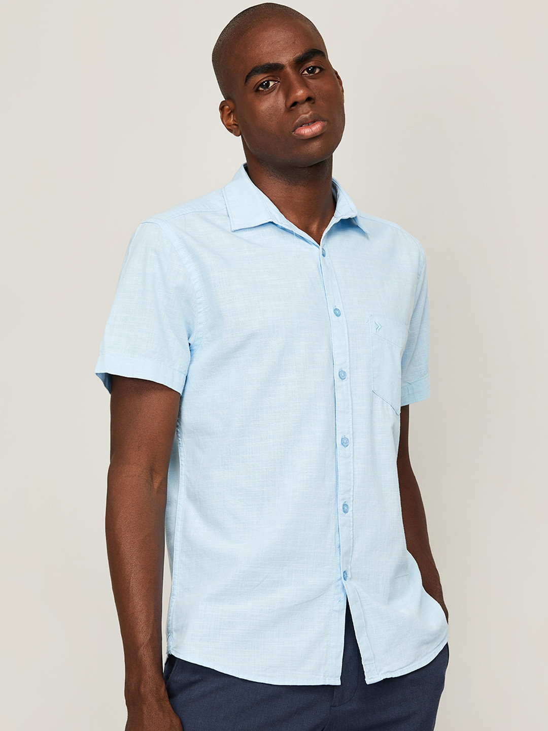 CODE by Lifestyle Men Blue Cotton Casual Shirt