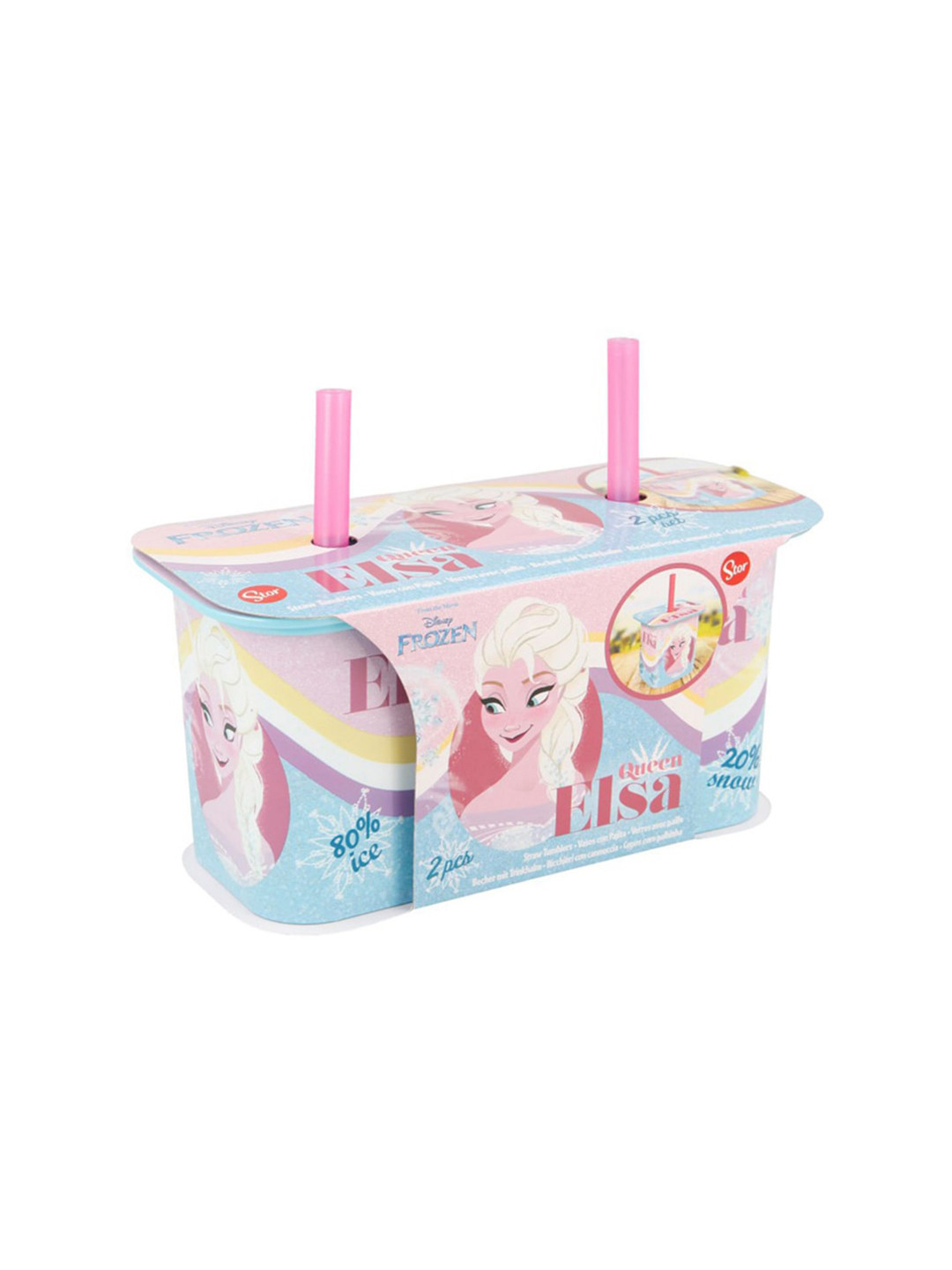 Disney Daily Blue Blue Cartoon Characters Plastic Spill Proof 2 Piece Tumbler - 190ml