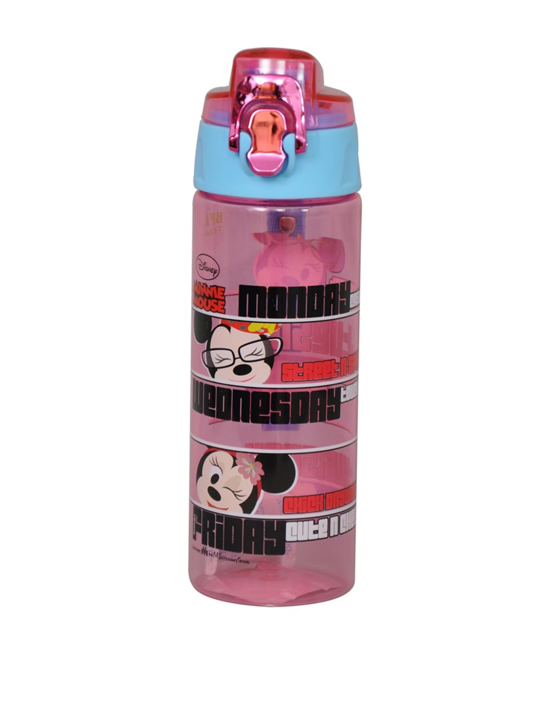 Disney Girls Pink   Black Minnie Mouse Printed Water Bottle 600 ML