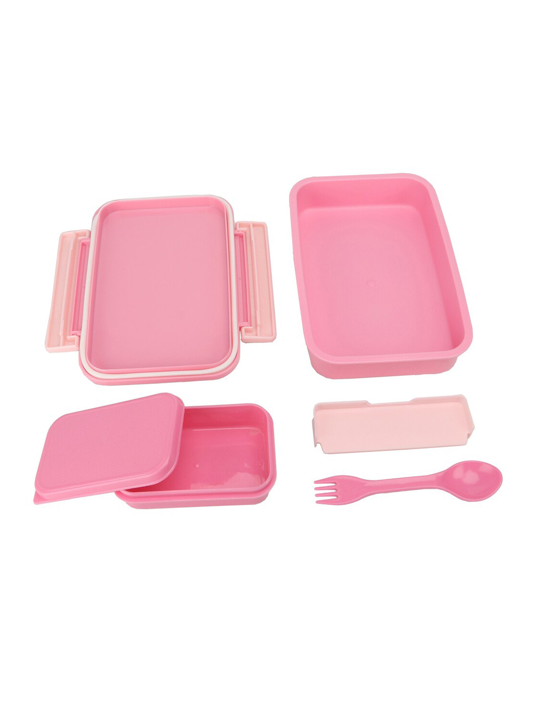 HOOM Girls Pink 4 Pc Solid Plastic Lunch Box Set