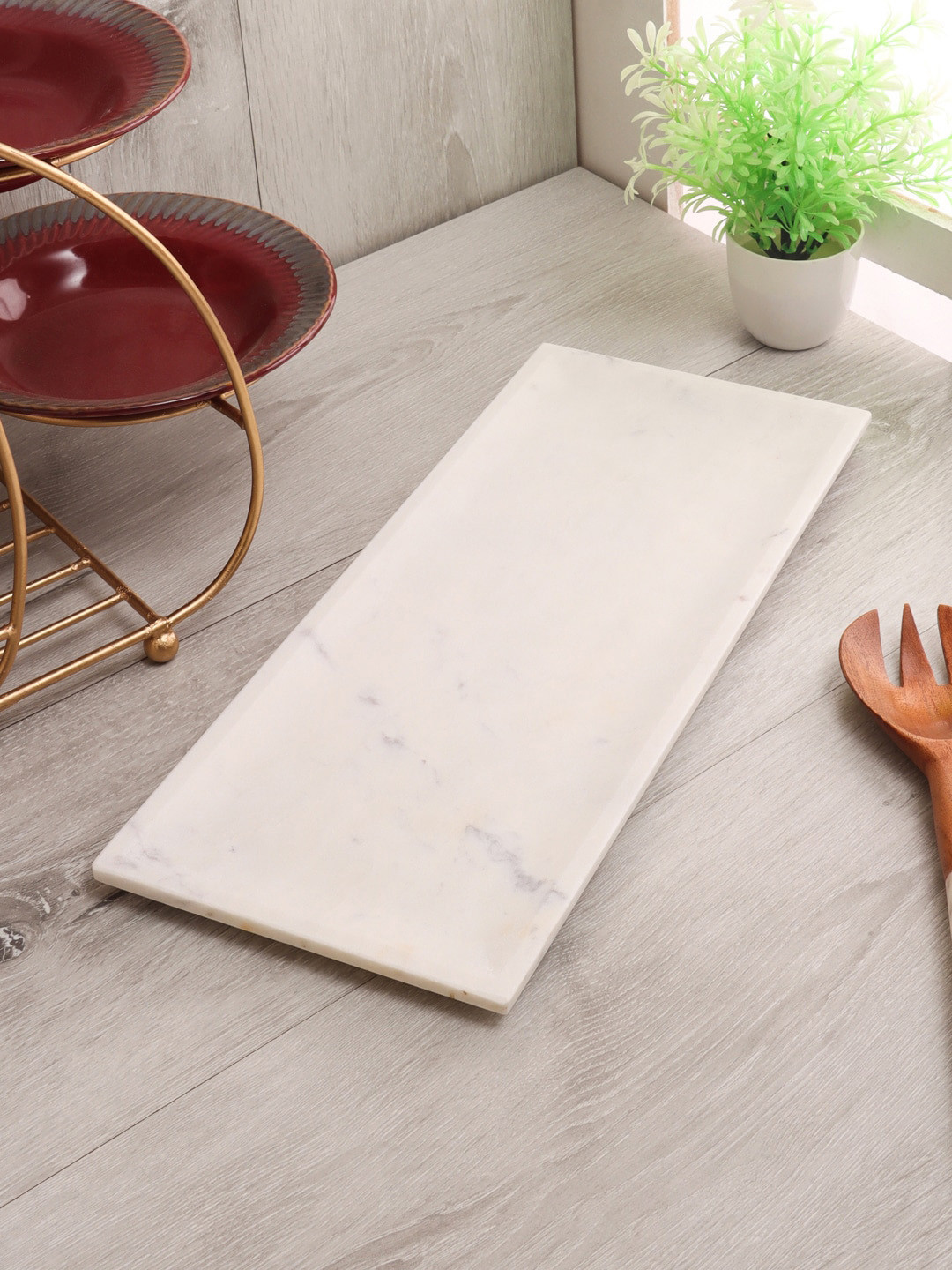 NikkisPride White Marble Rectangular Cheese Platter