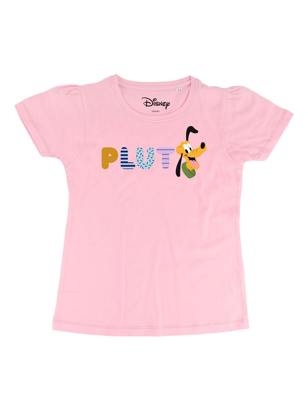 Disney by Wear Your Mind Girls Pink & Mustard Pluto Printed Pure Cotton Top