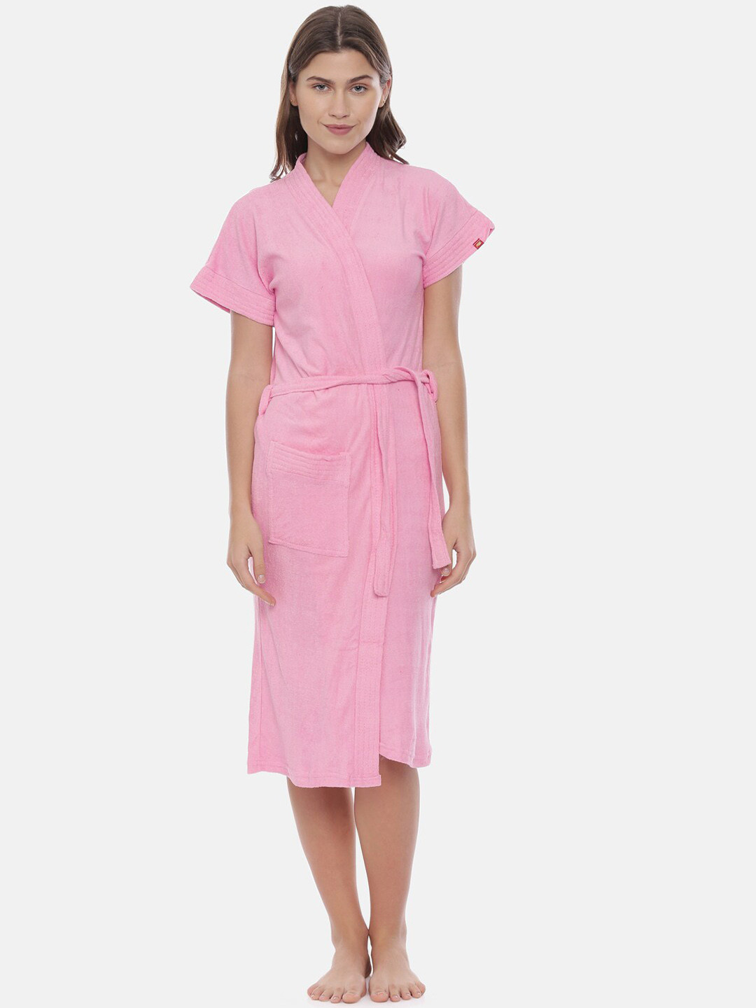 GOLDSTROMS Women Pink Solid Cotton Bath Robe
