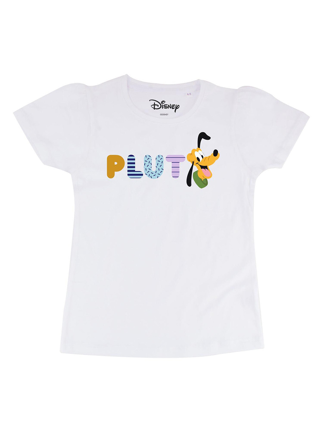 Disney by Wear Your Mind Girls White Mickey Mouse and Typography Printed Regular Top