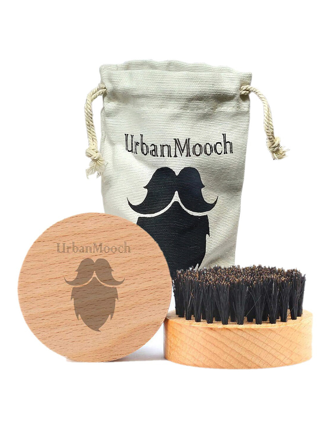 UrbanMooch 100% Boar Bristle Round Beard & Mustache Brush For Men