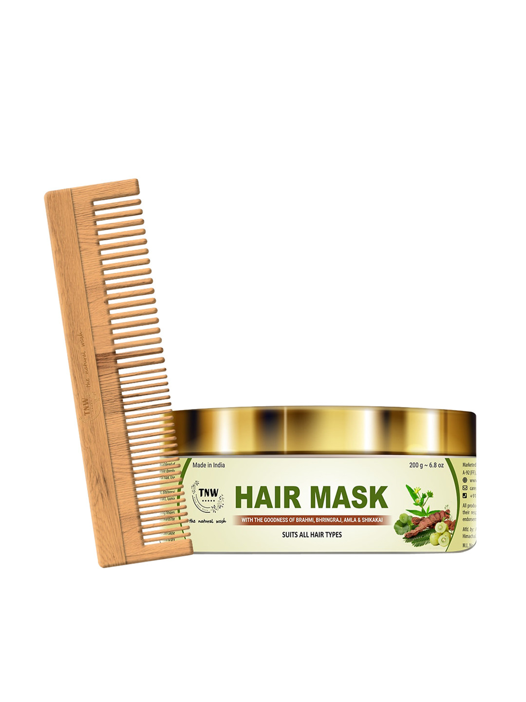 TNW The Natural Wash Combo of 2 Amla Hair Mask 200 Gm and Neem Comb