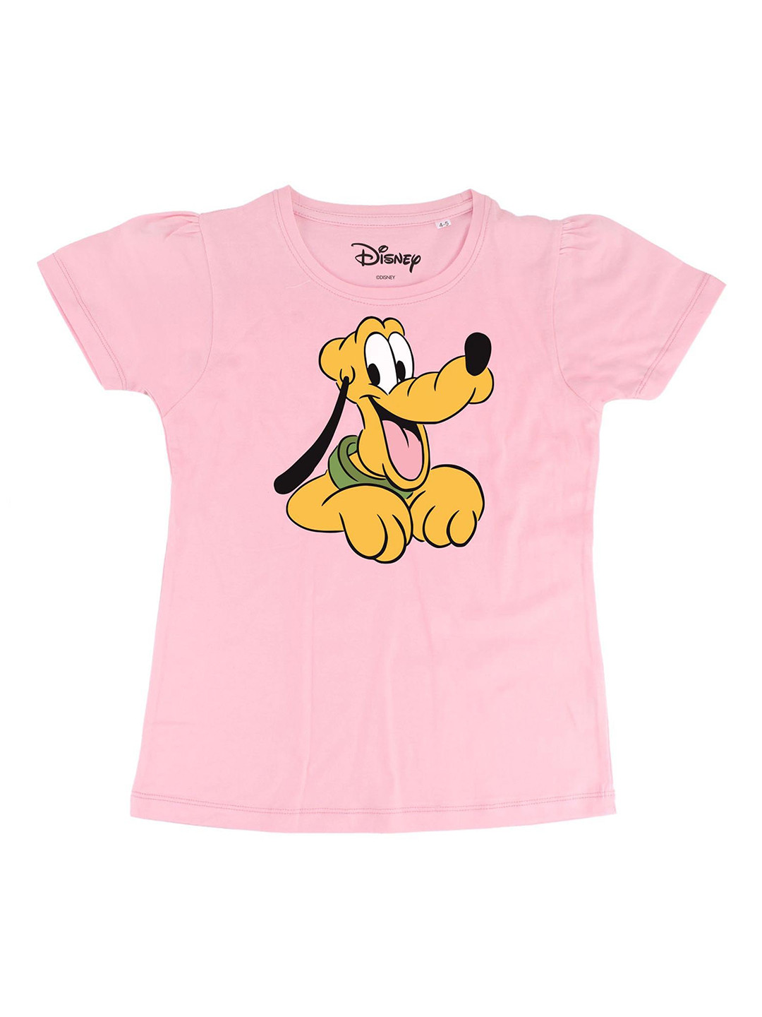Disney by Wear Your Mind Girls Pink & Mustard Pluto Printed Pure Cotton Top