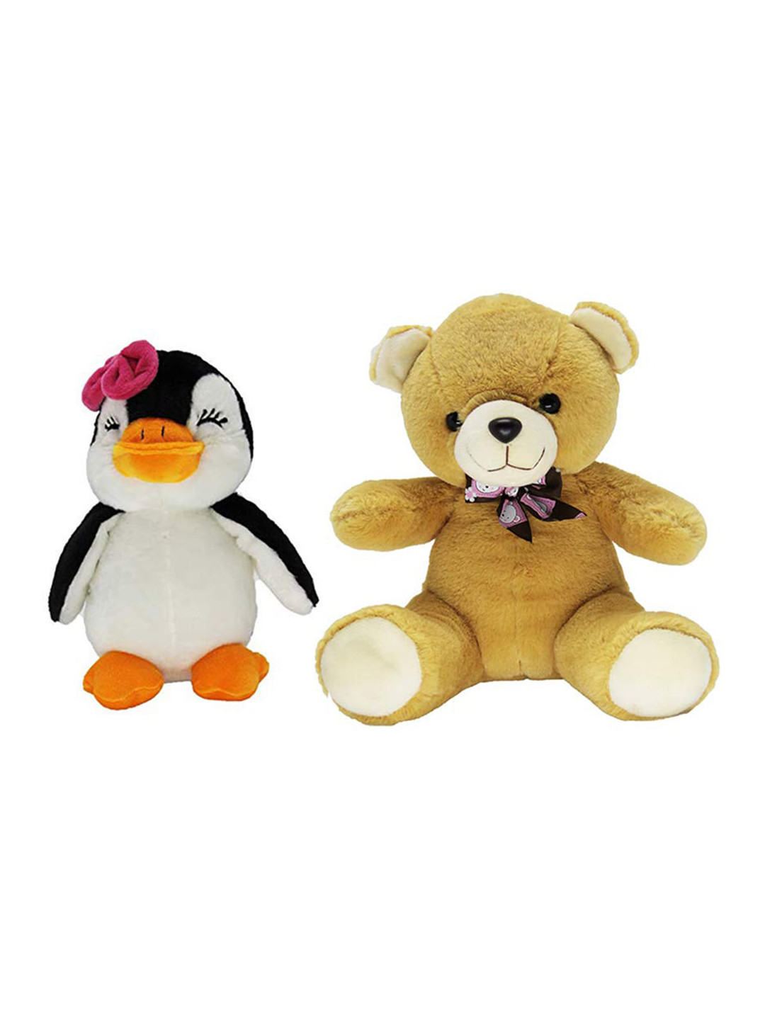 Dimpy Stuff Kids Set Of 2 Brown & White Animal Soft Toys