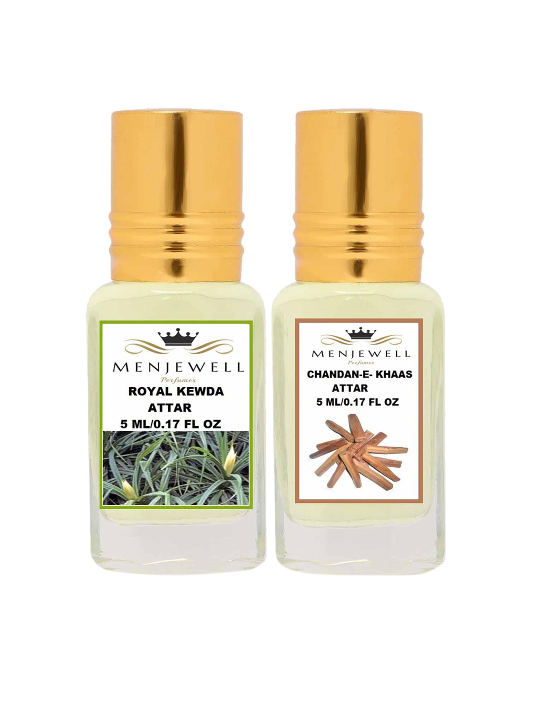 Menjewell Pack of 2 Attar - Royal Kewda & Chandan-E-Khaas Attar 5 ml Each