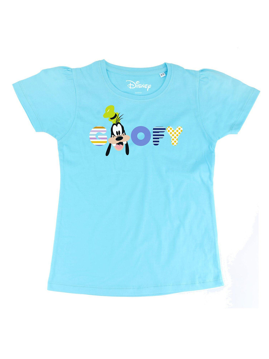 Disney by Wear Your Mind Girls Blue Mickey Mouse and Typography Printed Regular Top