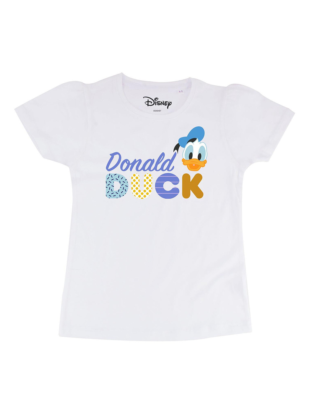Disney by Wear Your Mind Girls White Donald Duck Character Printed Regular Top