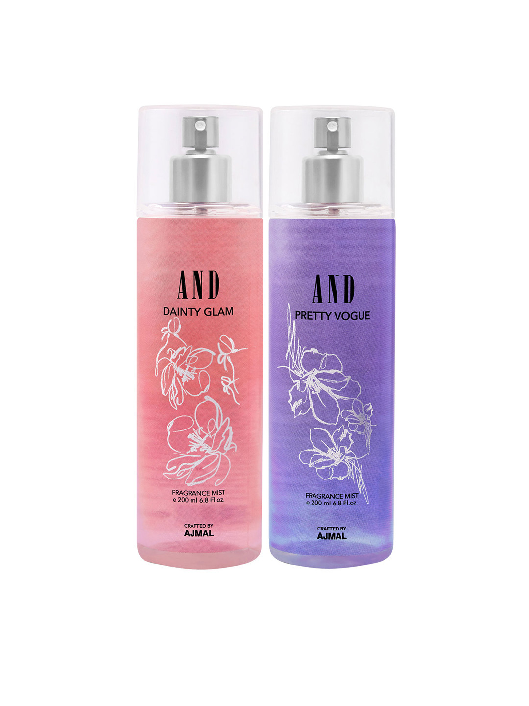 AND Women Set Of 2 Ajmal Pretty Vogue Fruity Scents & Dainty Glam Body Mists - 200ml Each