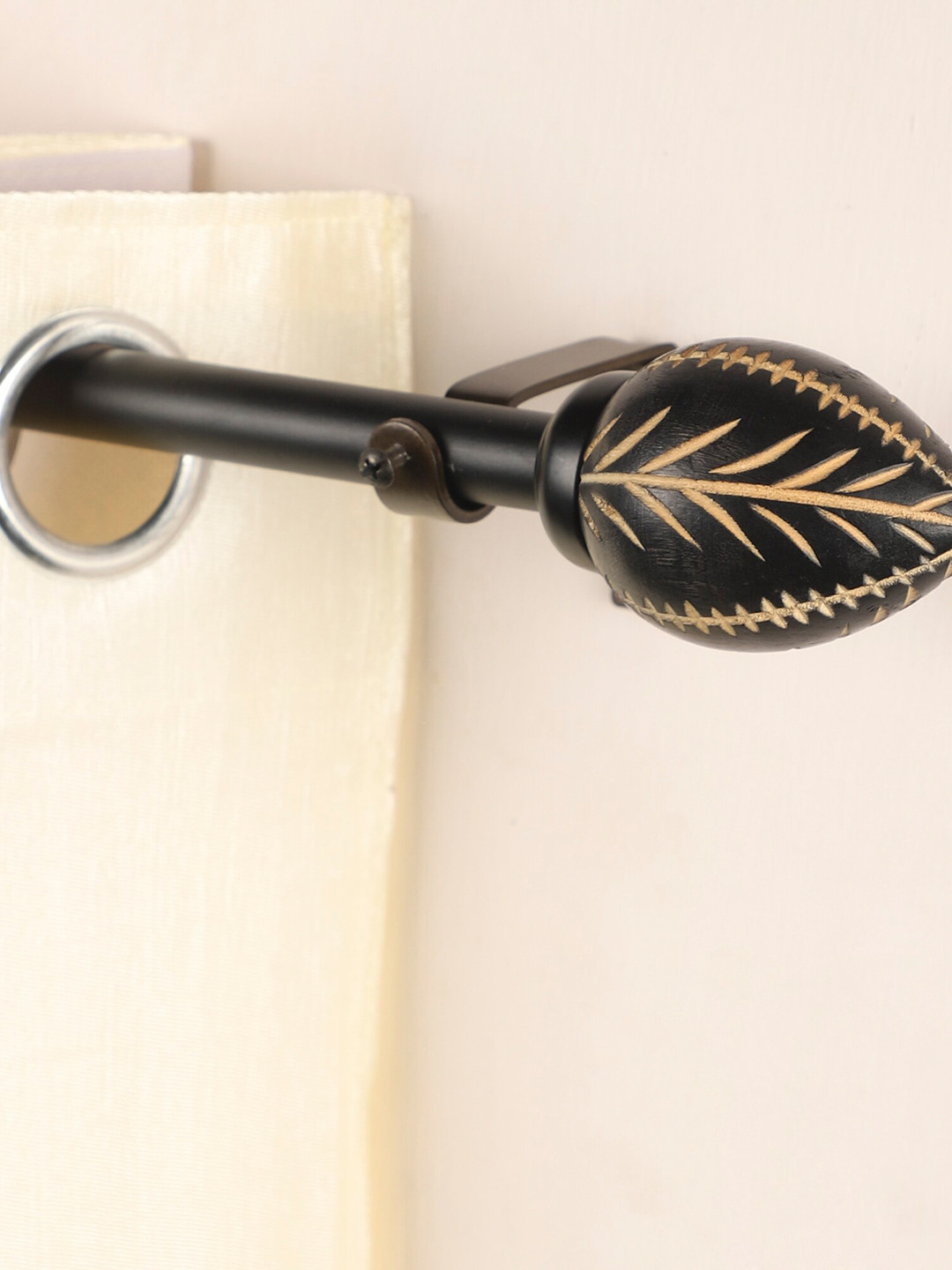The Decor Mart Black Extendable Curtain Rod with Finial