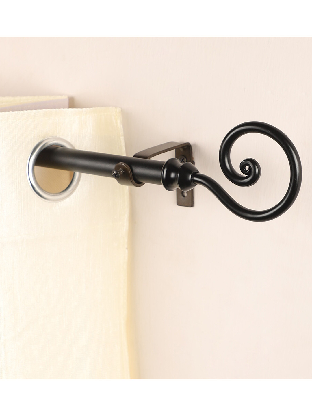 The Decor Mart Black Extendable Curtain Rod with Black Finial