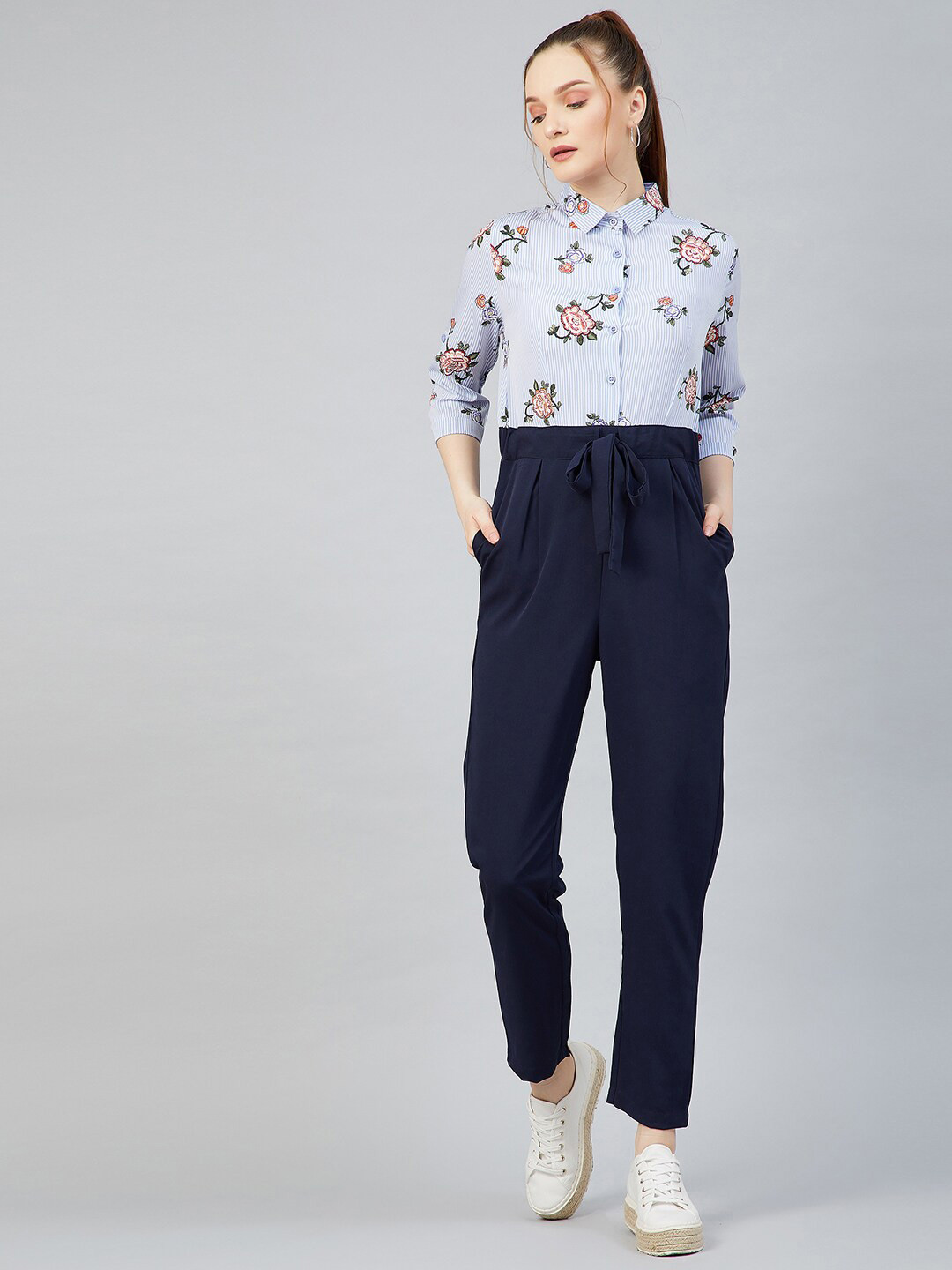 RARE Blue & Red Printed Basic Jumpsuit