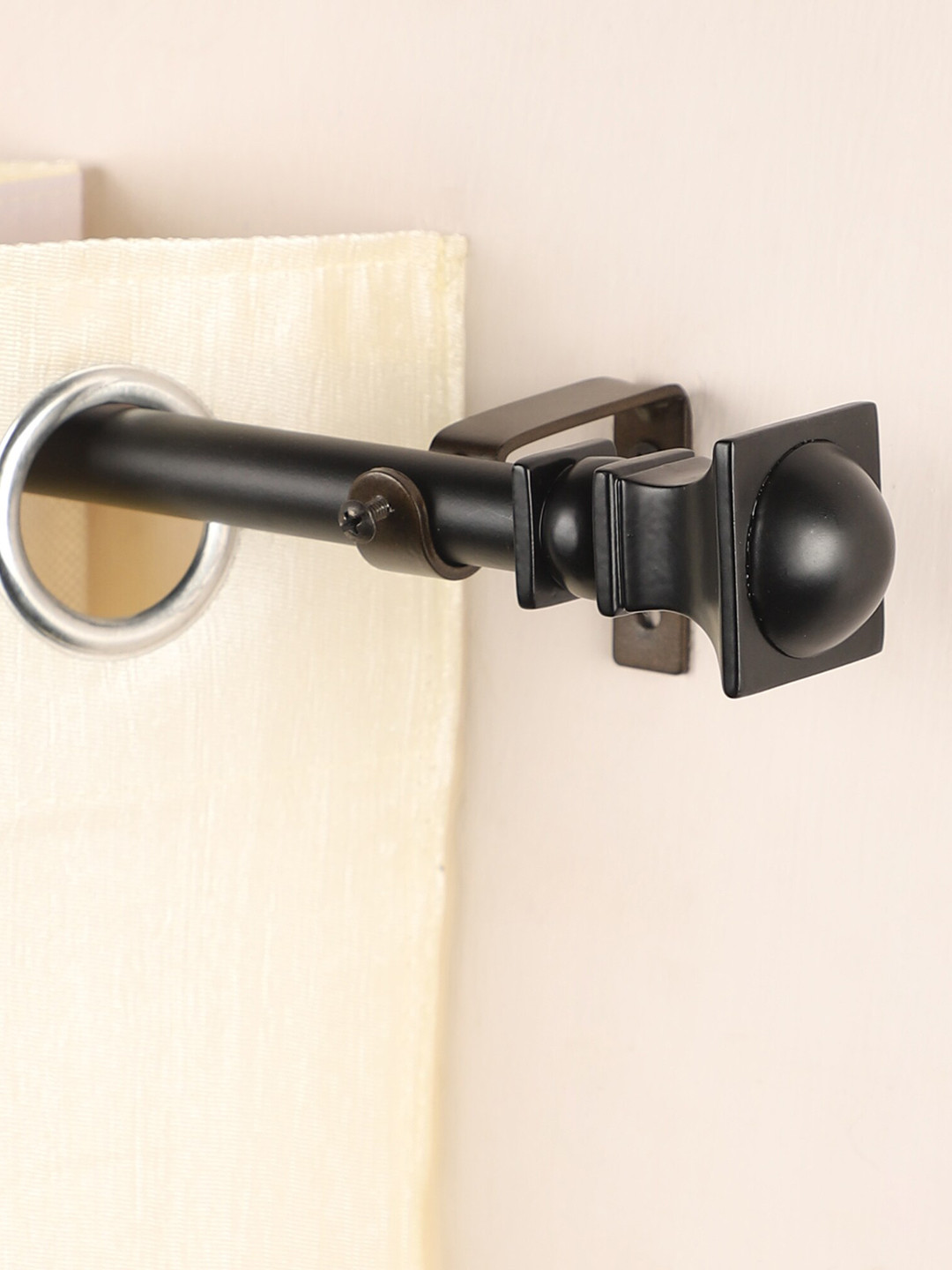 The Decor Mart Black Extendable Curtain Rod With Metal Finial