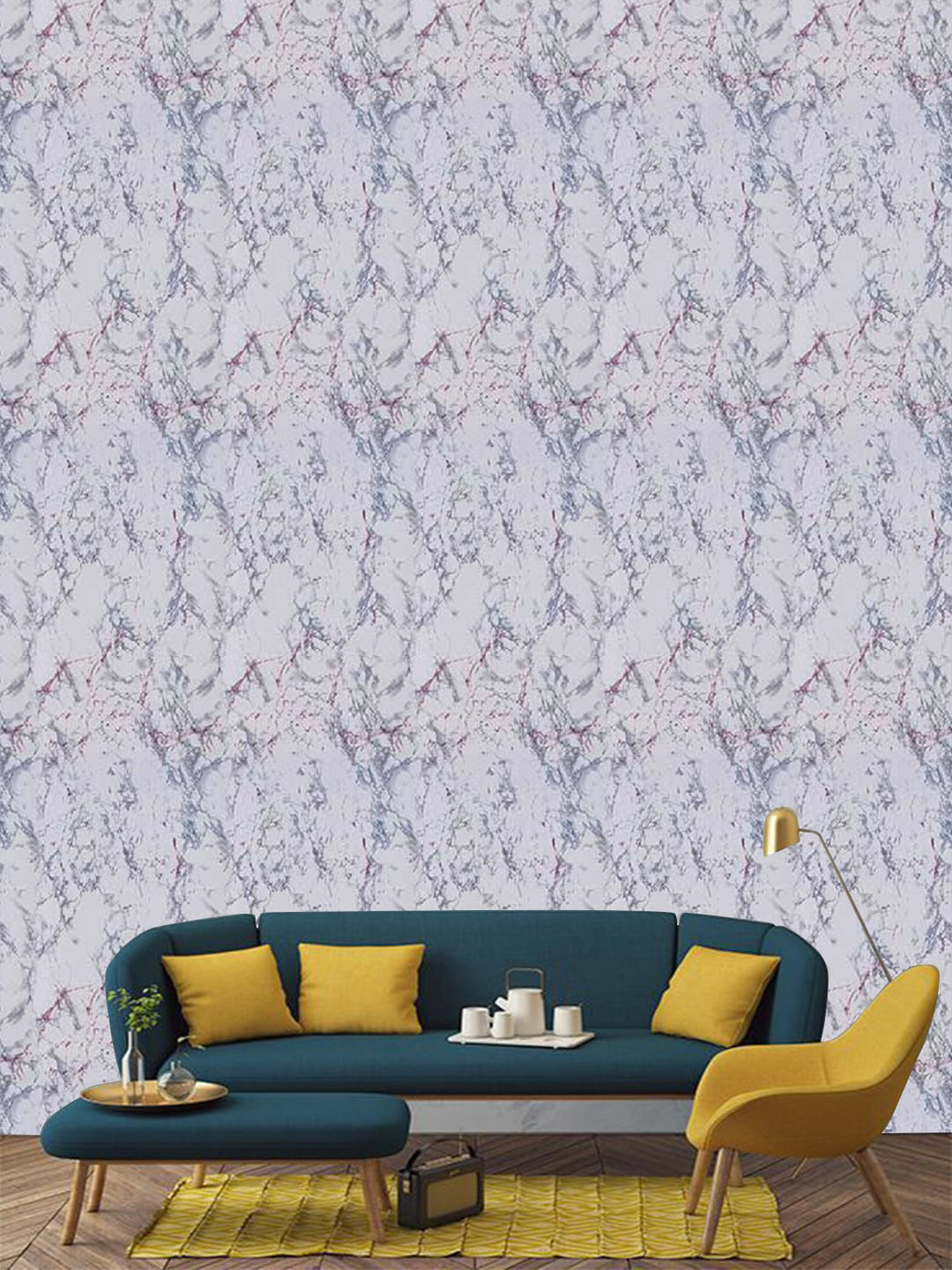 Jaamso Royals White Marbel Printed Self Adhesive Wallpaper