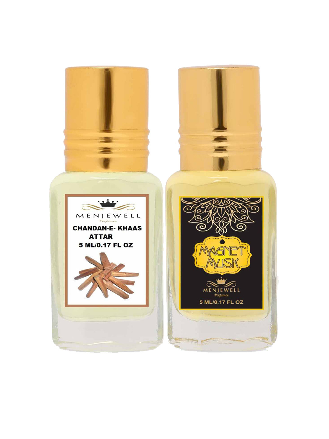 Menjewell Pack of 2 Attar - Chandan-E-Khaas - Magnet Musk Attar 5ml Each