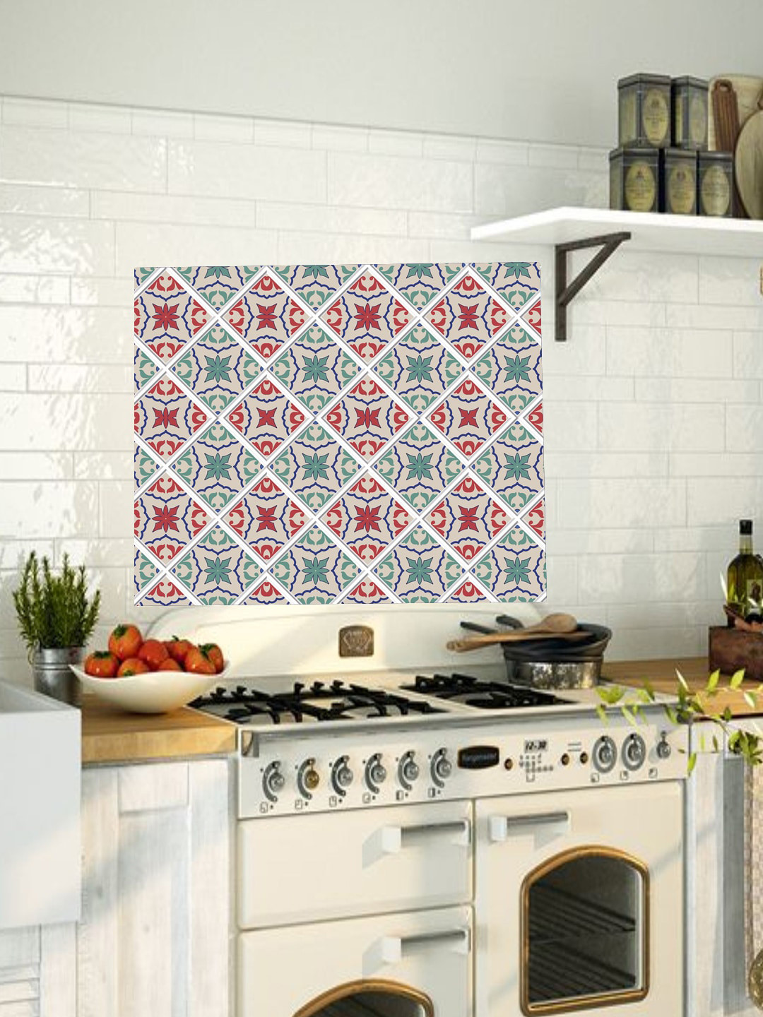 Jaamso Royals Green & Pink Set of 10 Printed Self Adhesive 3D Wallpapers