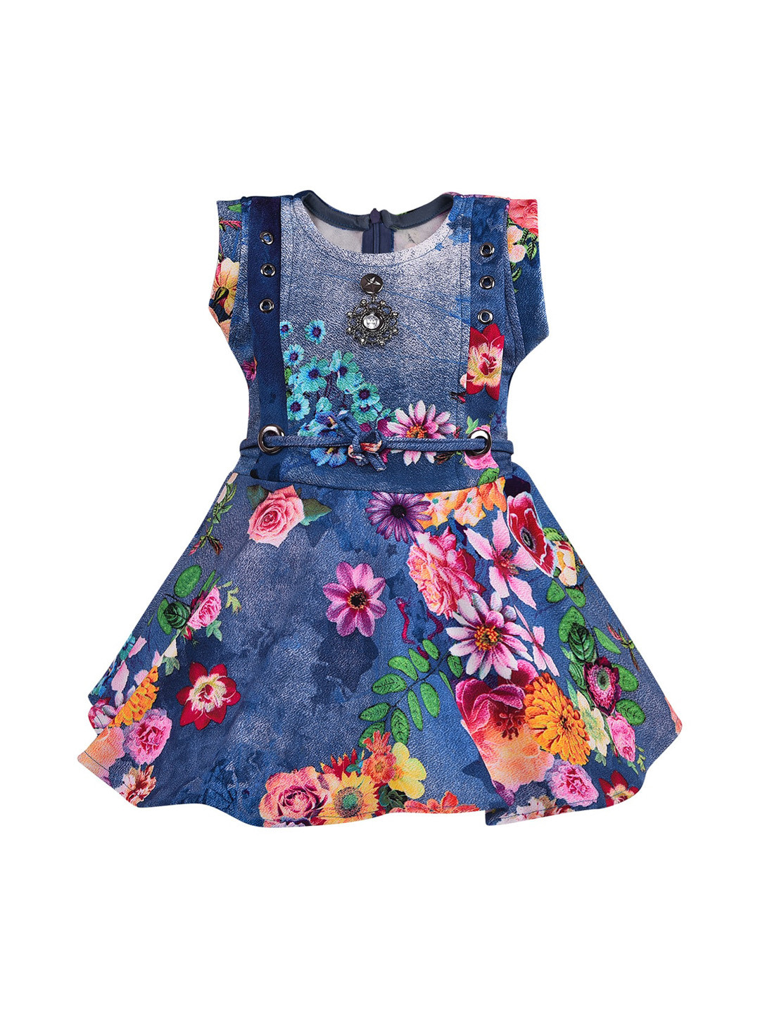 Wish Karo Girls Blue Floral Dress