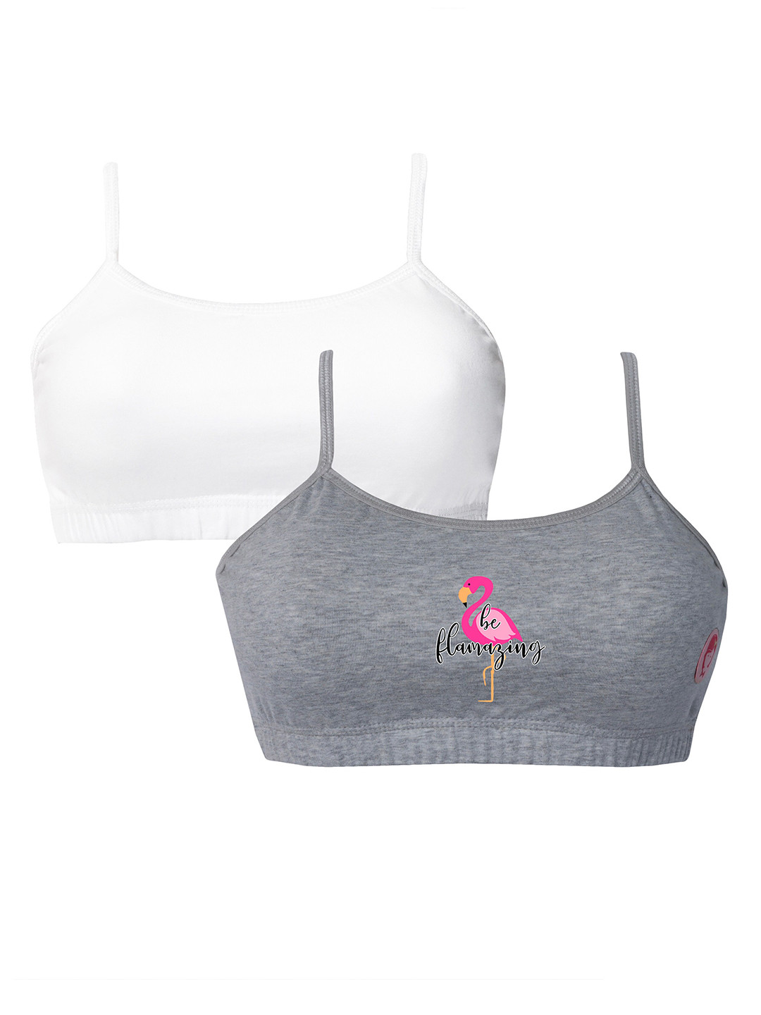 Girls Pack Of 2 Double Layer Premium Cotton Non-Wired Non Padded Beginners Bra DCBRJU6916/xxs