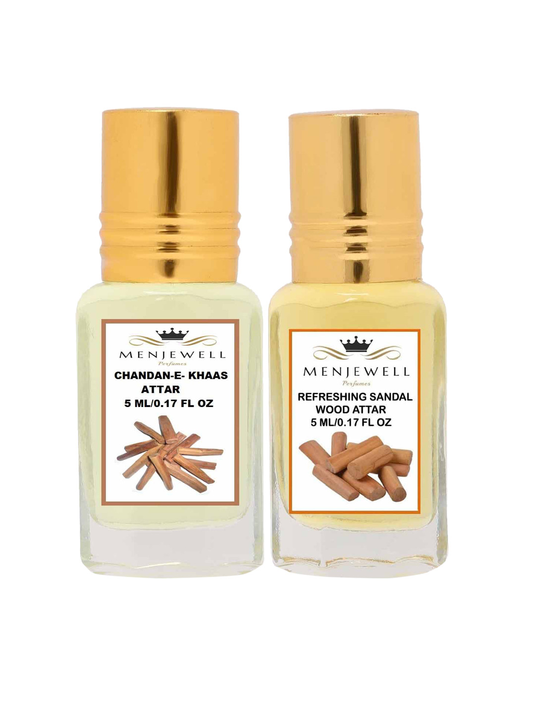 Menjewell Set Of 2 Chandan-E-Khaas & Refreshing Sandalwood Attars 10ml