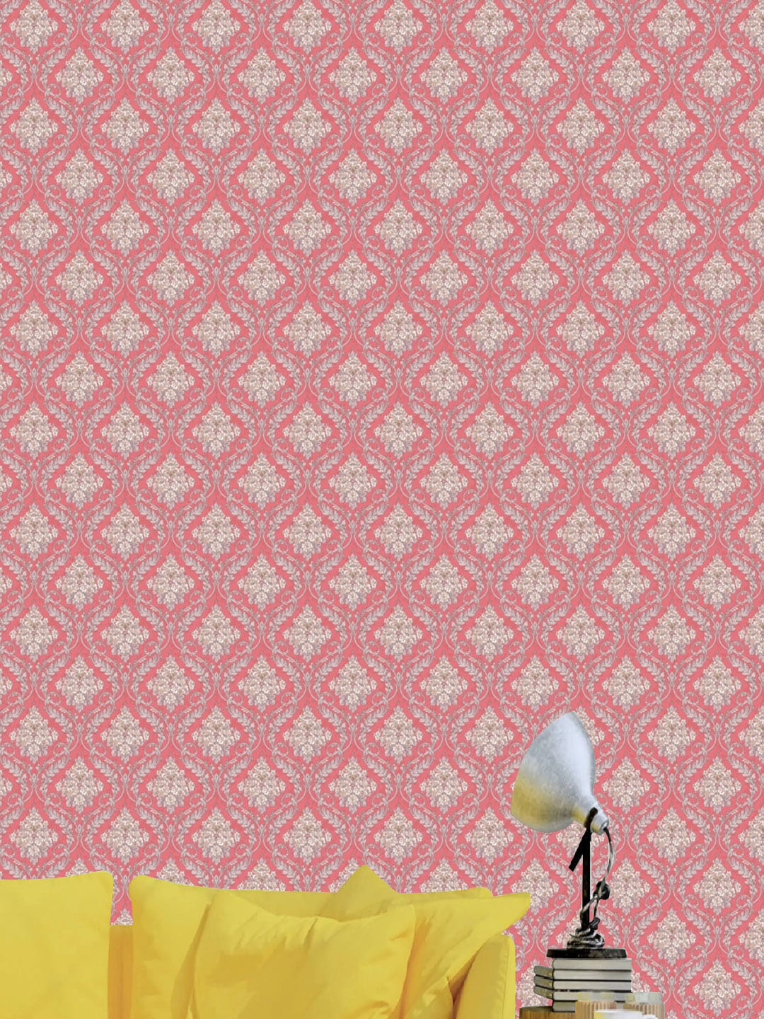 Jaamso Royals Pink Damask Self Adhesive Wallpaper
