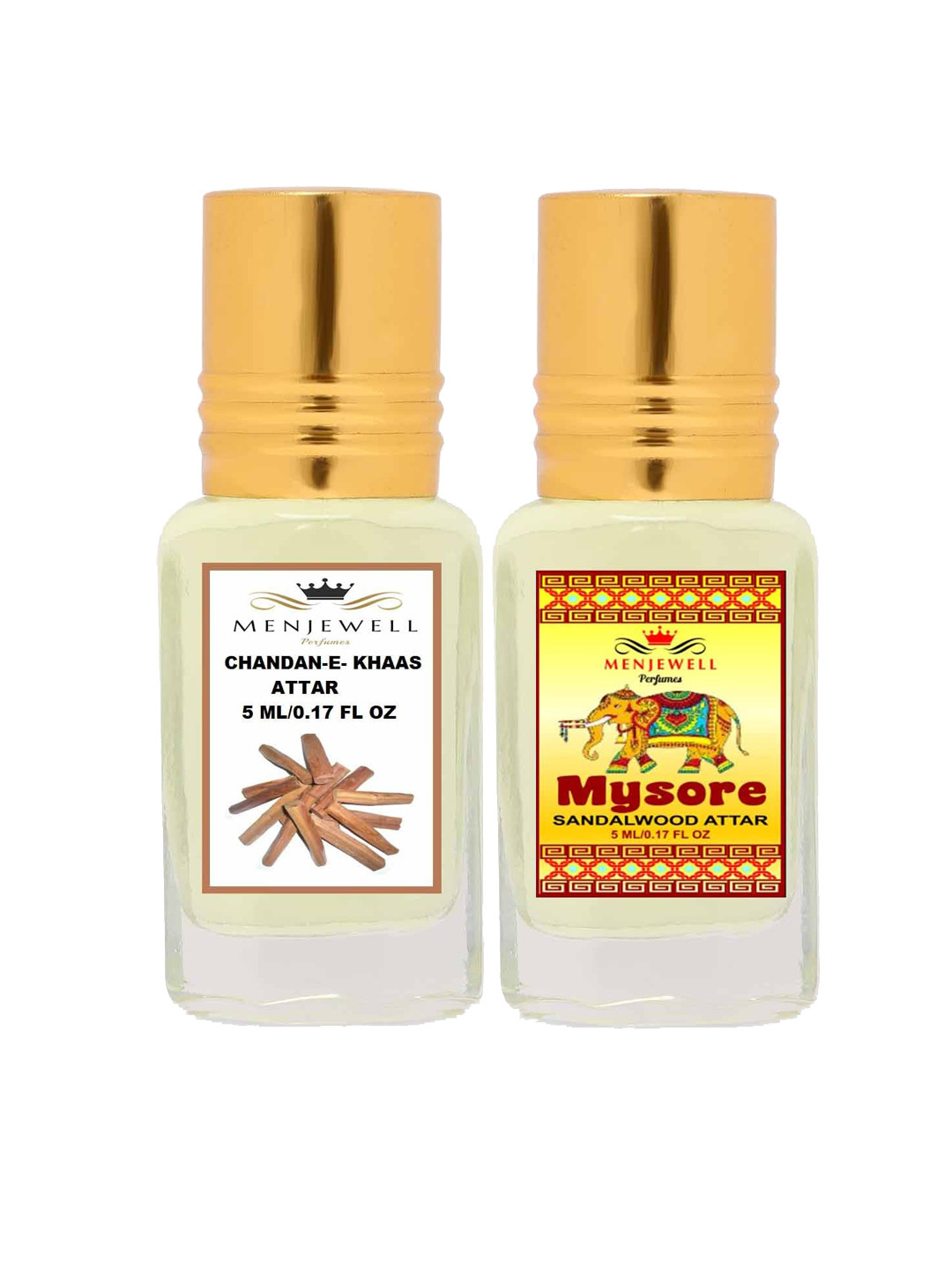 Menjewell Yellow Set of 2 Chandan-E-Khaas & Mysore Sandalwood Attar
