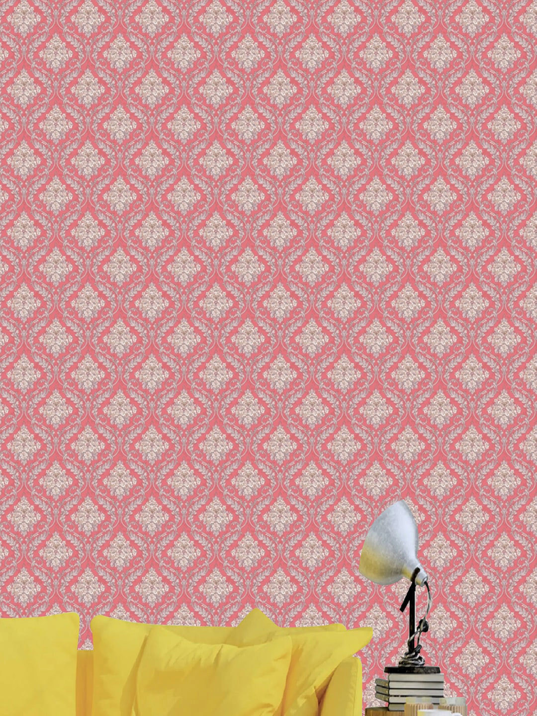 Jaamso Royals Pink Damask Self Adhesive Wallpaper