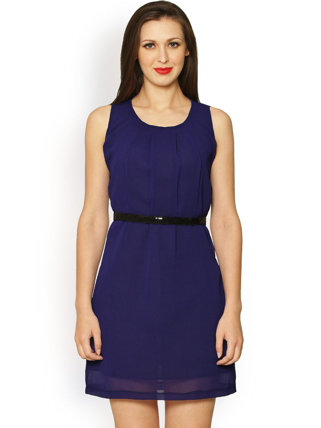Miss Chase Navy Knee Length Fit & Flare Party Dress