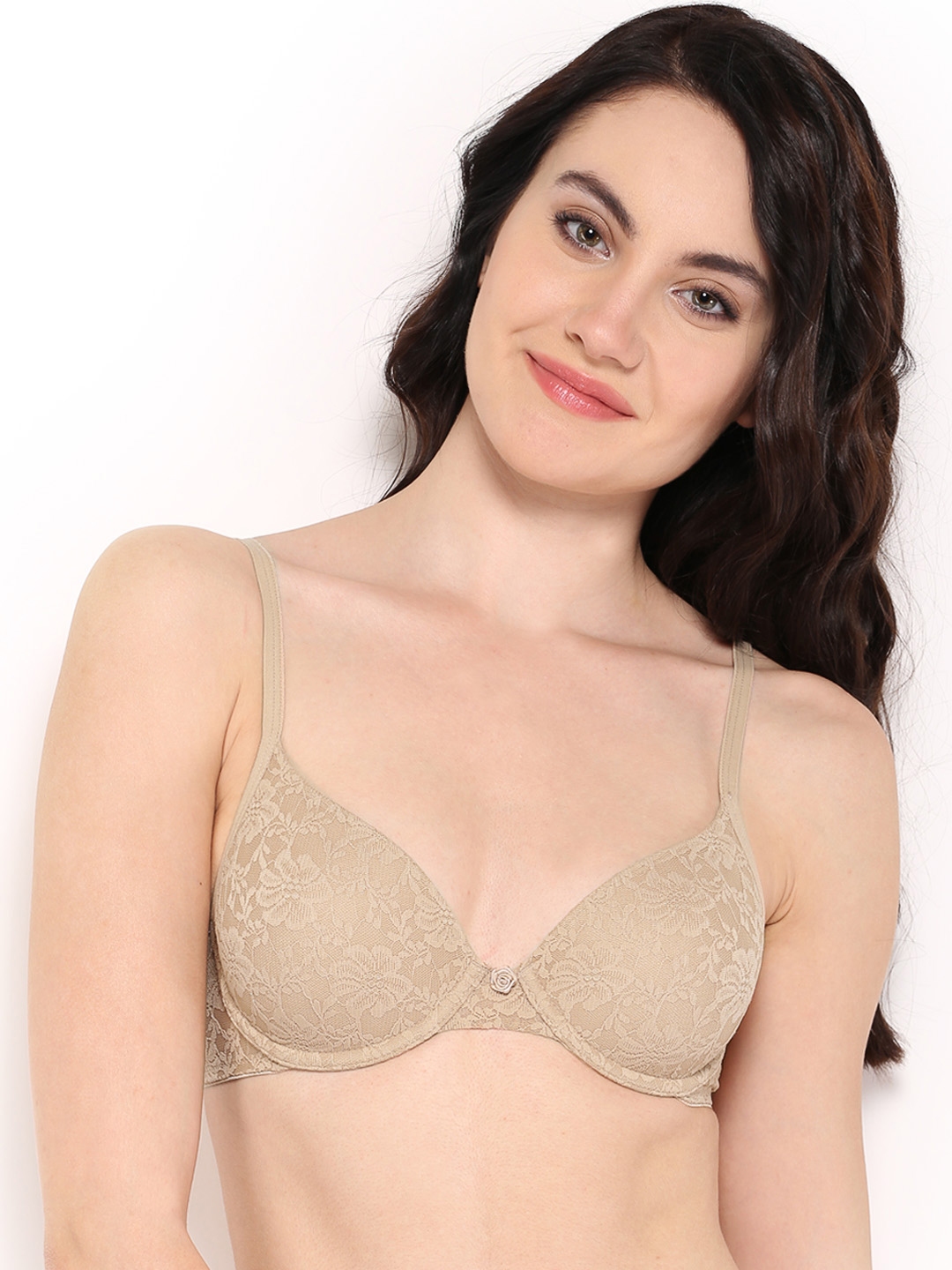 Amante Navy Solid Lightly Padded Wired Full Coverage T-Shirt Bra BRA26401