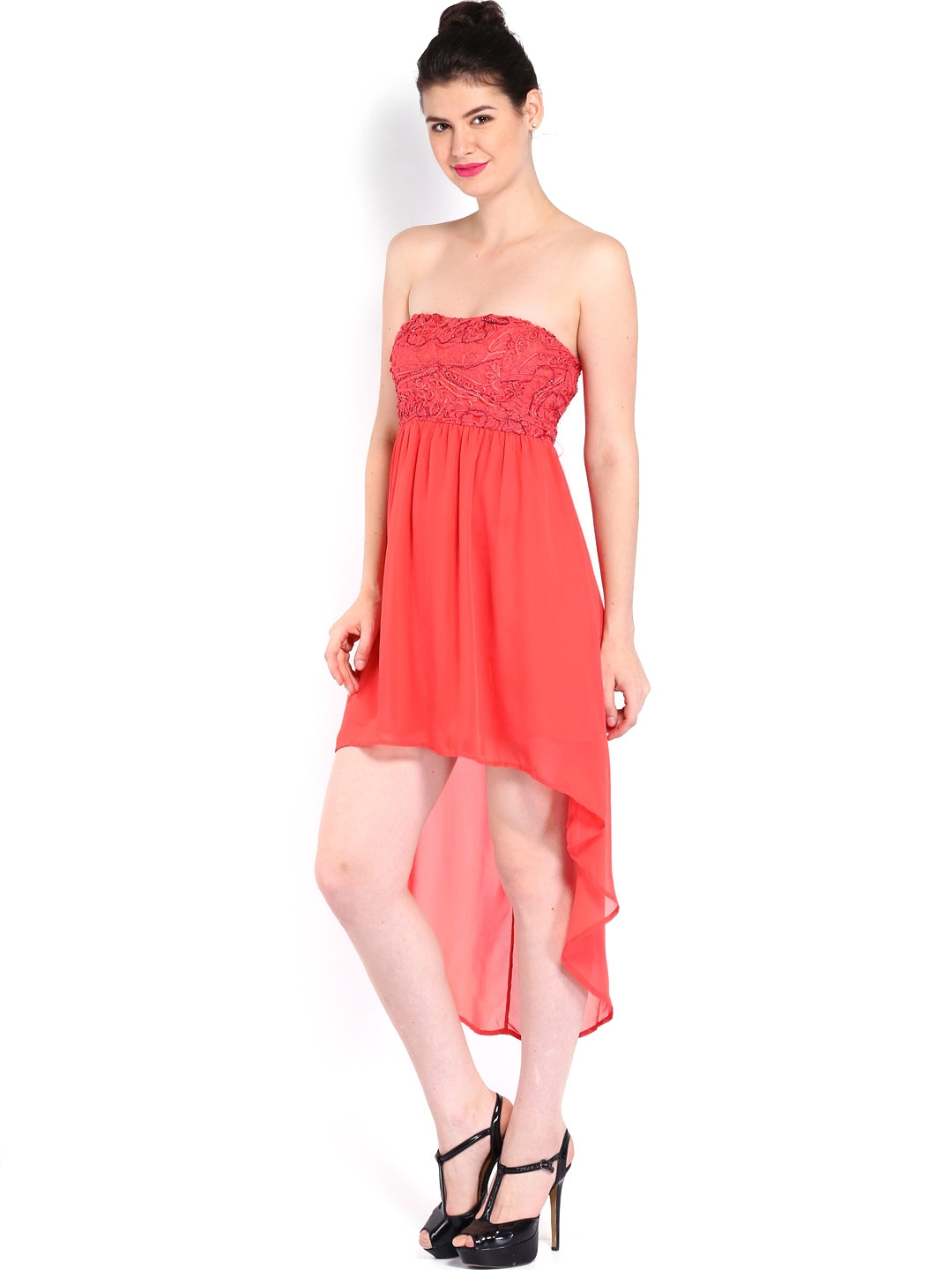 Coral High Low Dresses