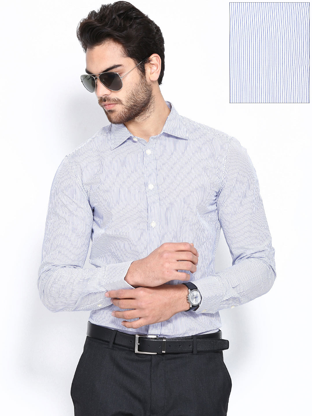 Blue Striped Slim Fit 