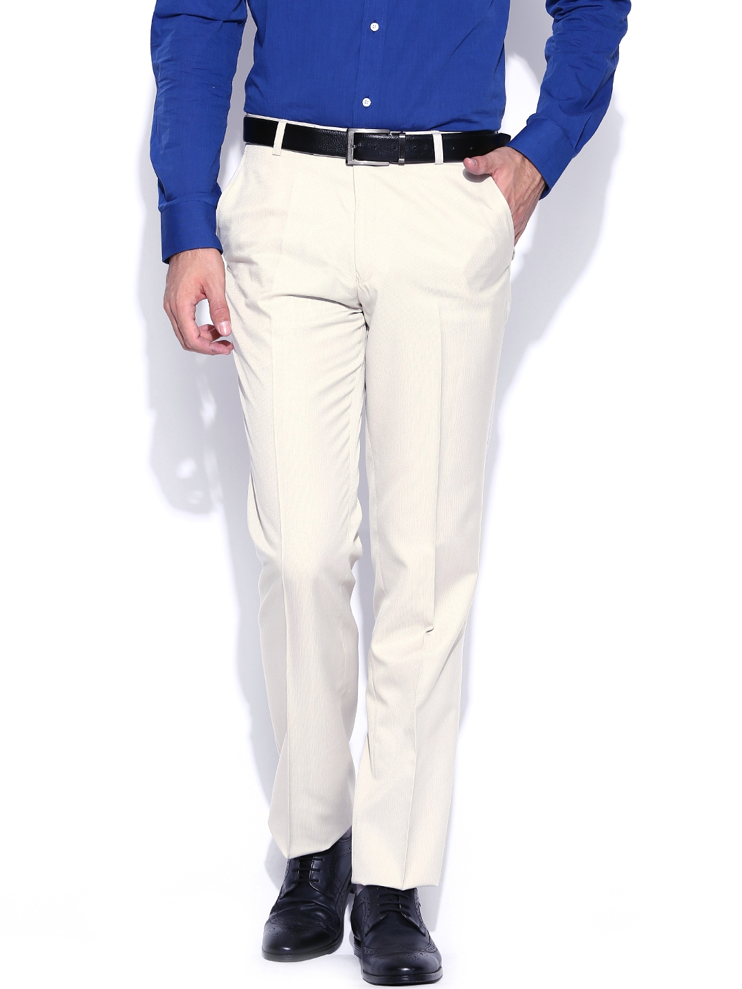 Buy Arrow Men Off White Madison Fit Solid Formal Trousers  NNNOWcom