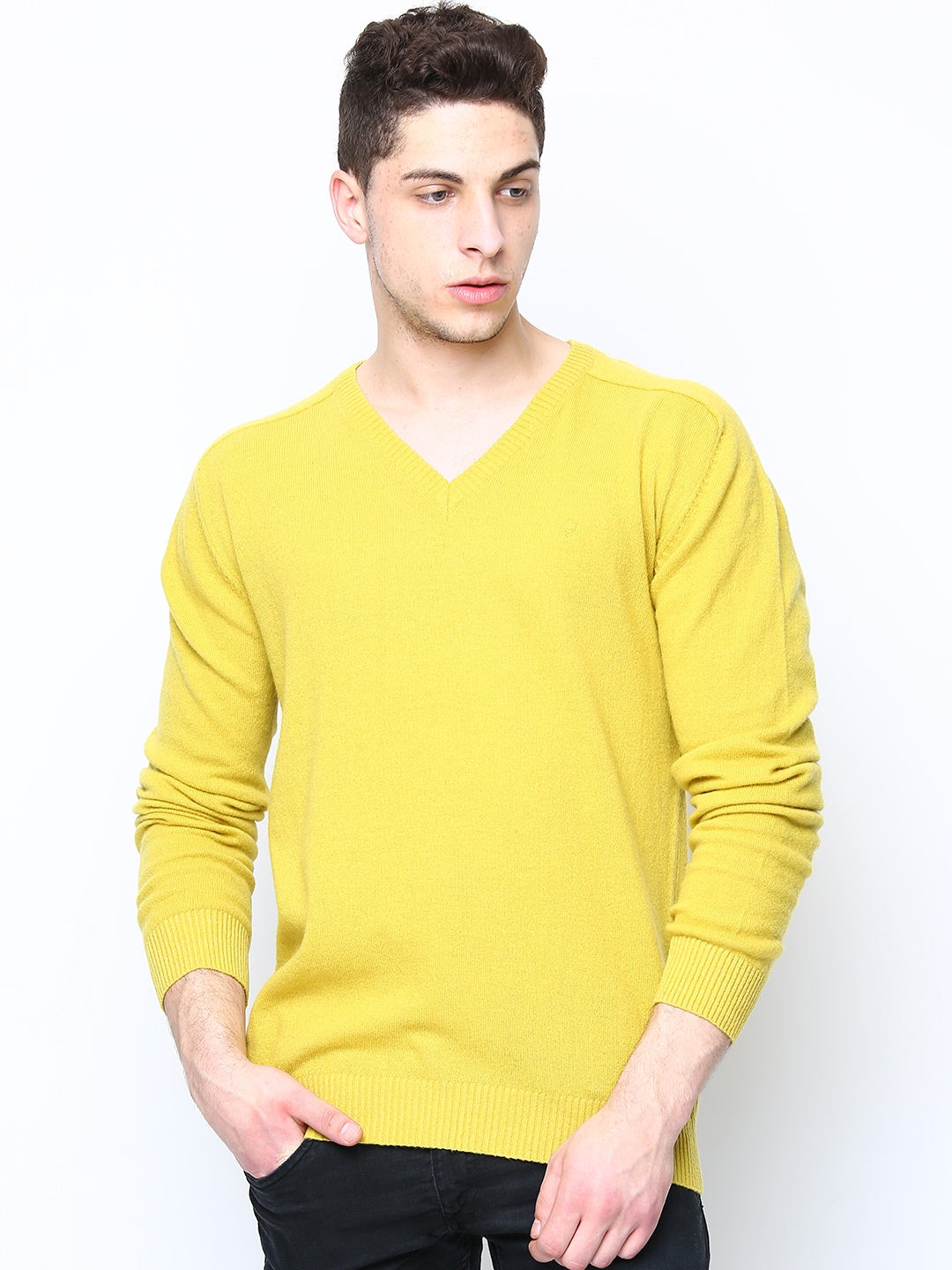 Mens yellow discount wool sweater