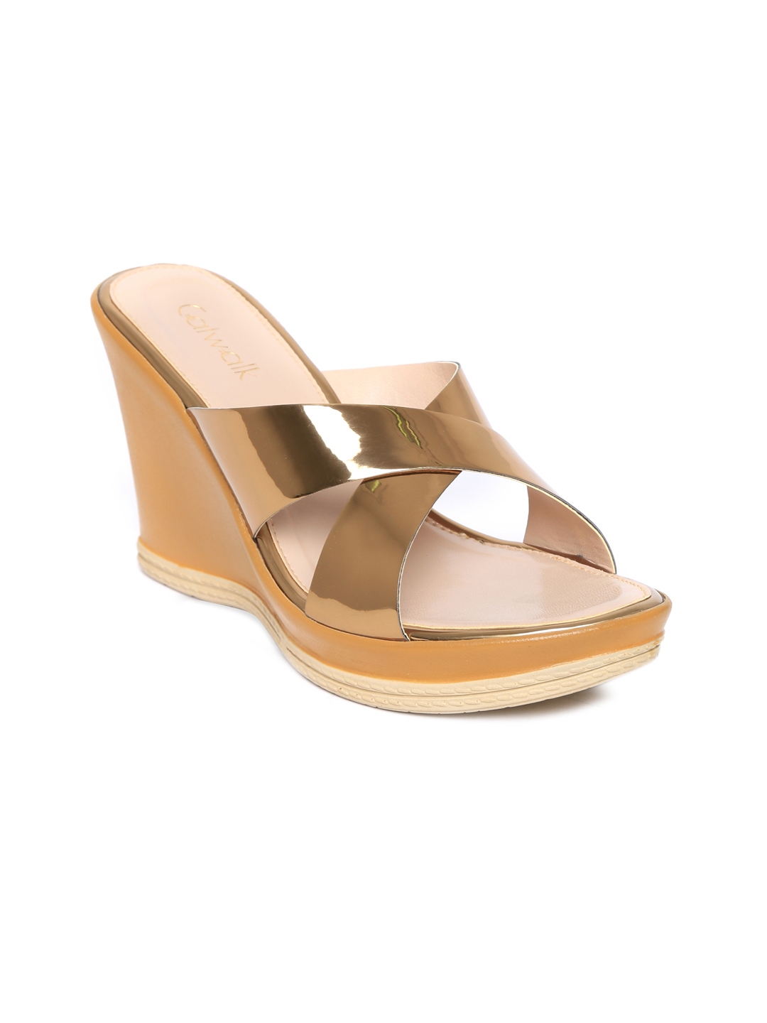 catwalk golden wedges