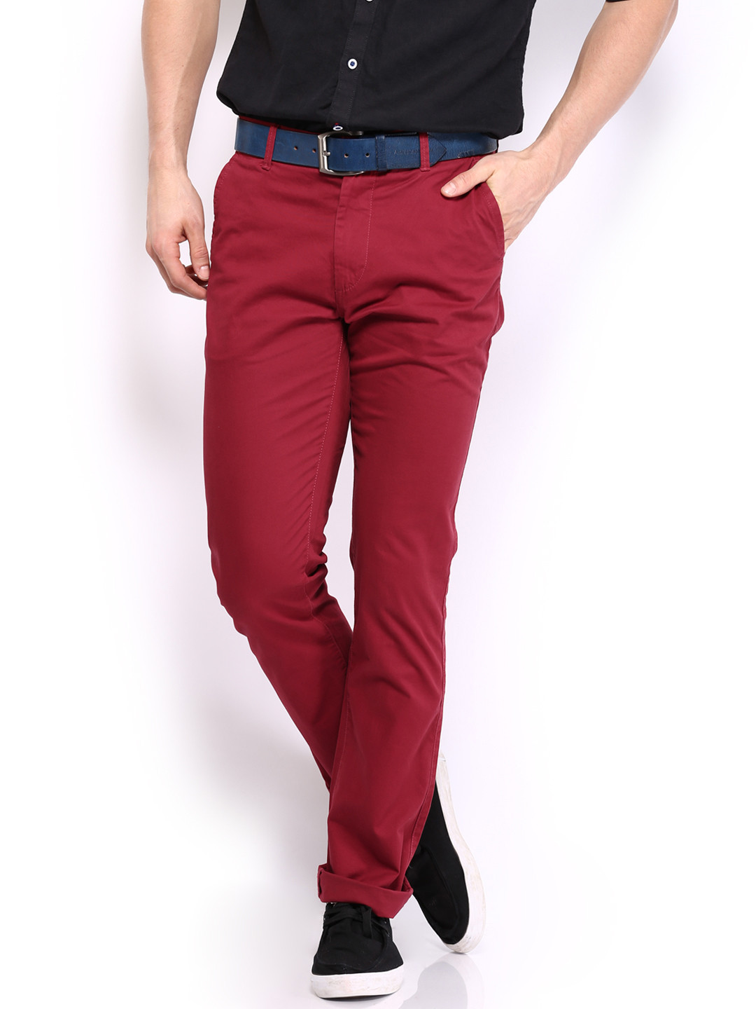 red slim trousers