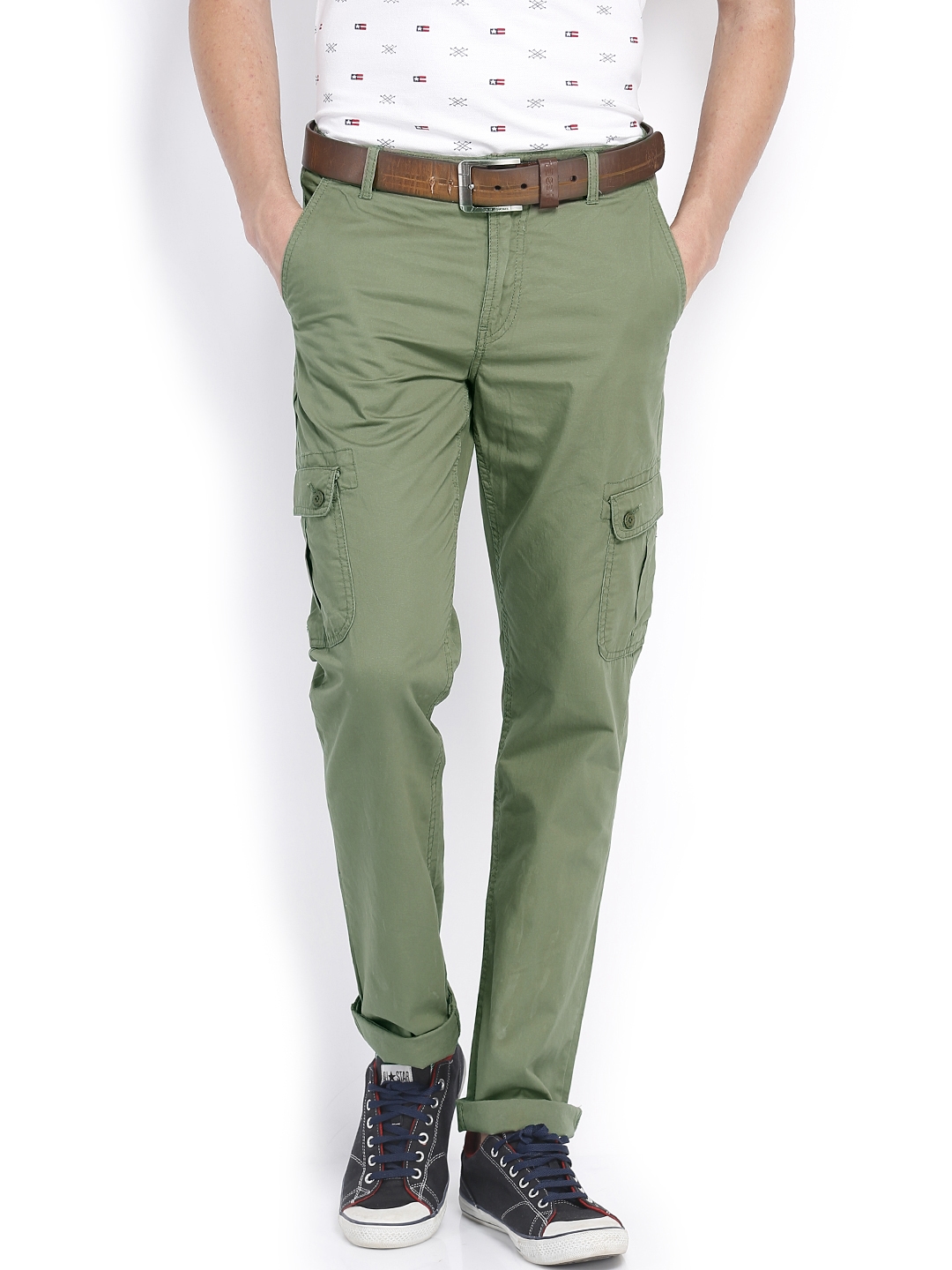 Buy US Polo Assn Men Olive Green Slim Fit Cargo Trousers  Trousers for  Men 609386  Myntra