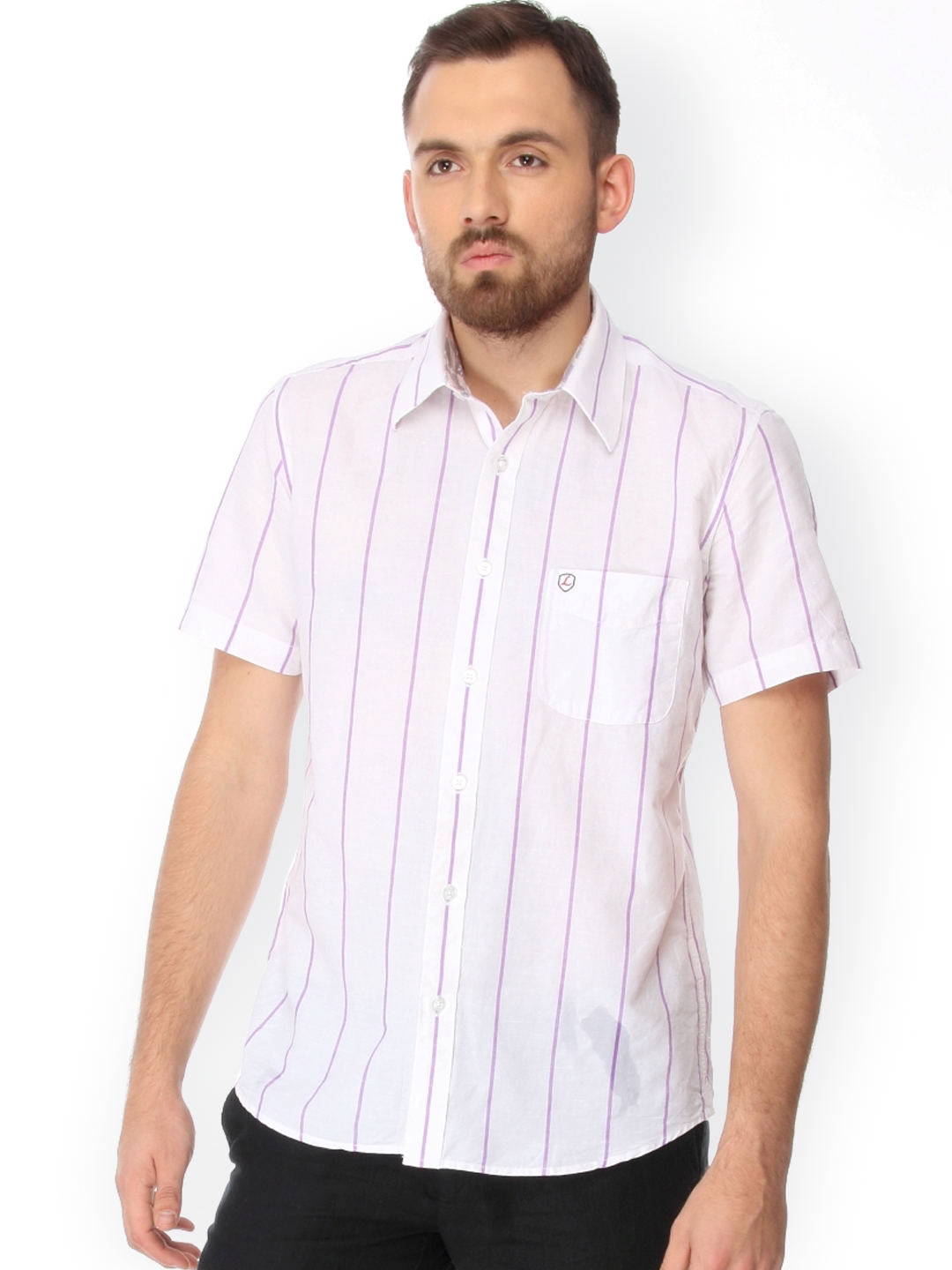 Buy Laven Men White & Purple Striped Linen Casual Shirt - Shirts for Men  624574 | Myntra