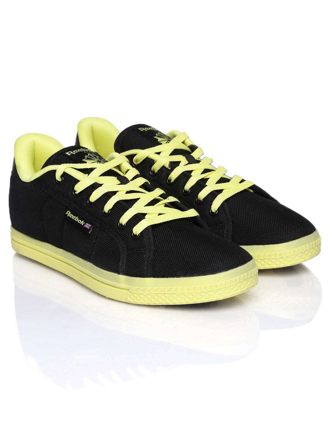 reebok black and yellow casual shoes