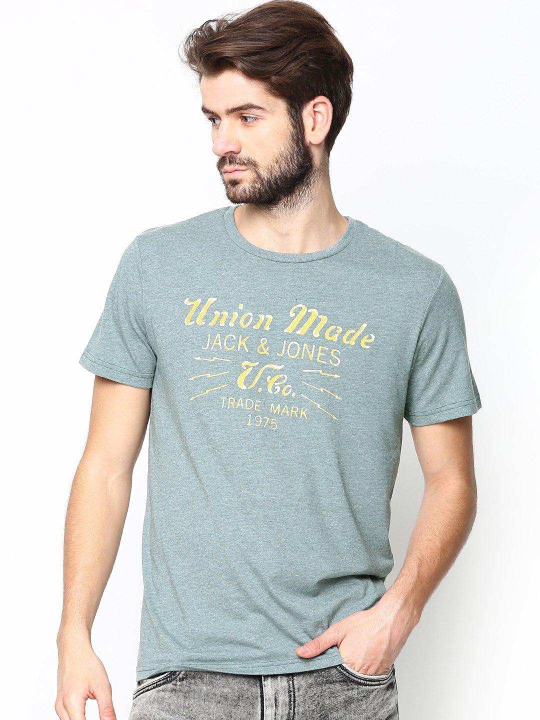 Buy Vintage By Jack & Jones Green Printed T Shirt - Tshirts for Men 679669 | Myntra