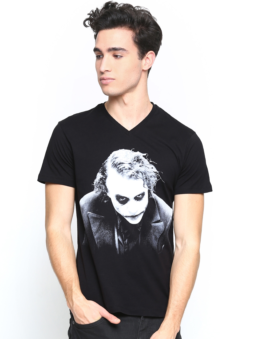 Buy Free Authority Men Black Joker Printed Pure Cotton T Shirt ...