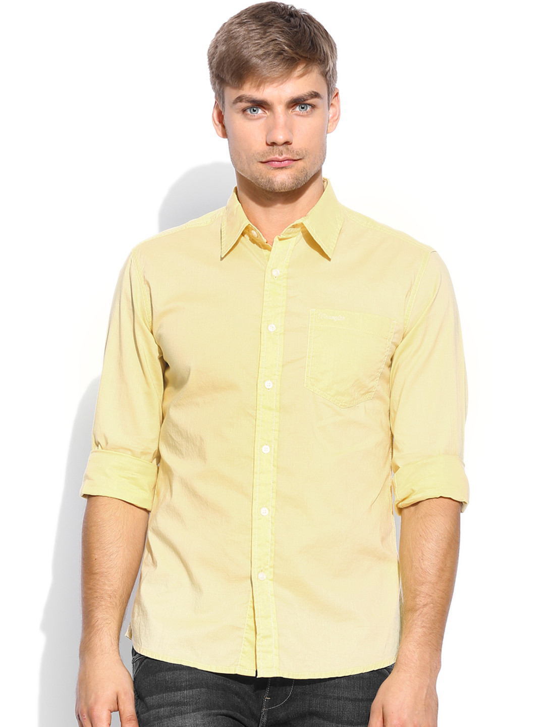 Buy Wrangler Men Yellow Slim Fit Casual 