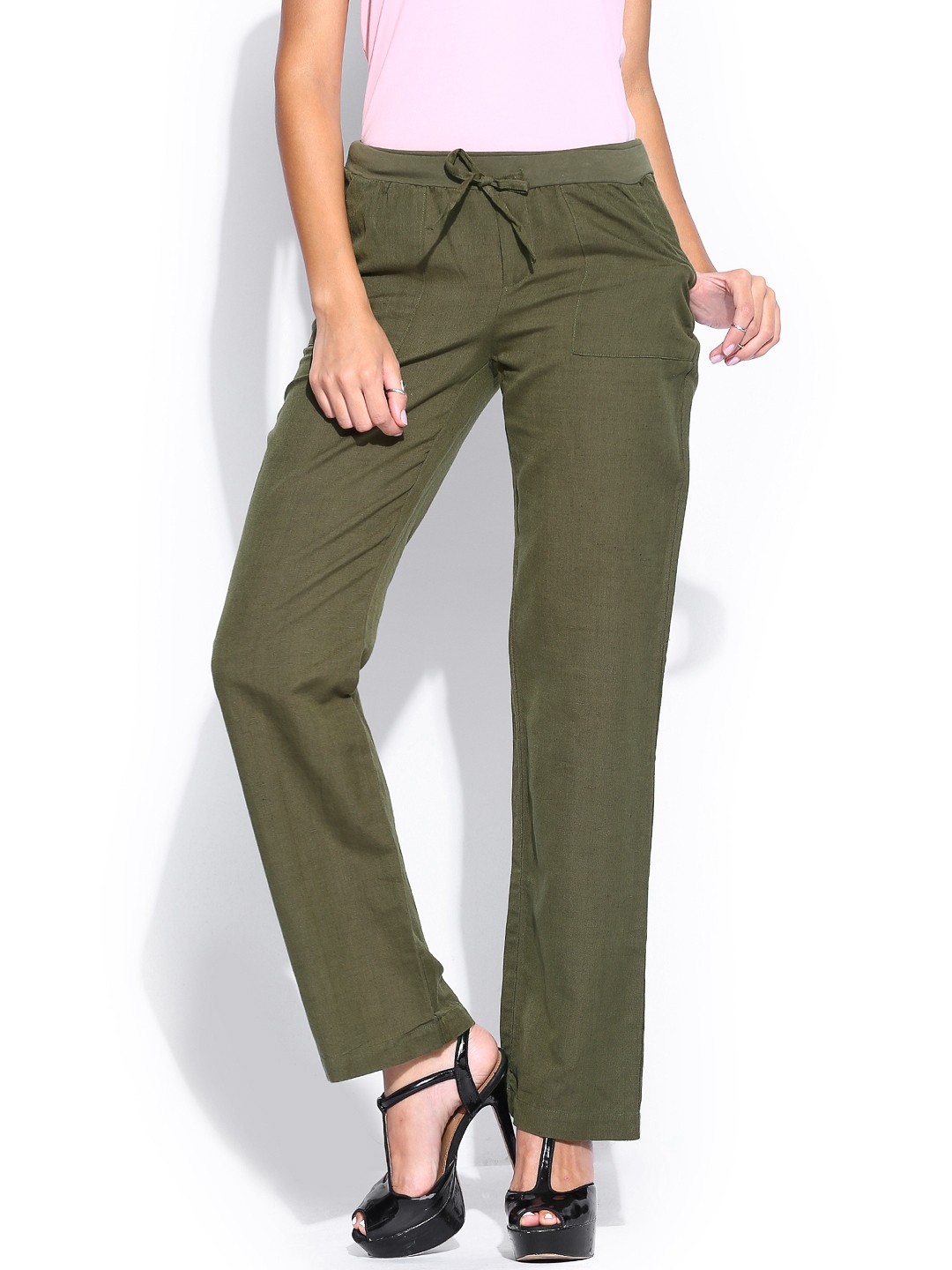 Buy Forever 21 Green Pleated Trousers for Womens Online  Tata CLiQ