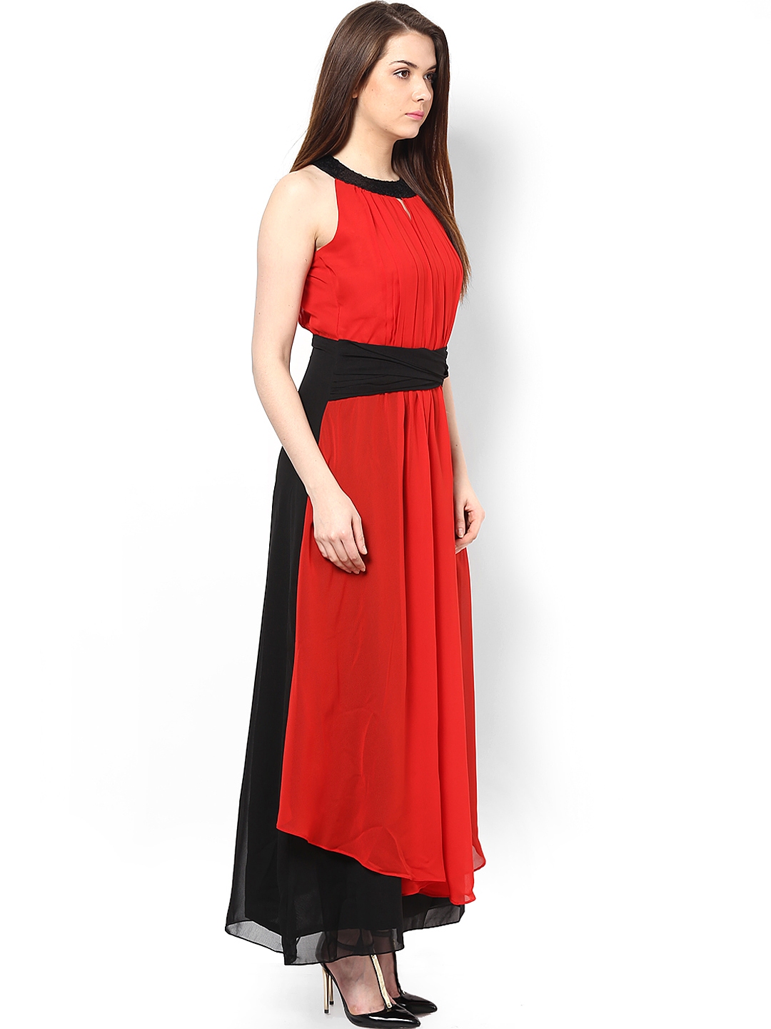 Red Polyester Dress for Women