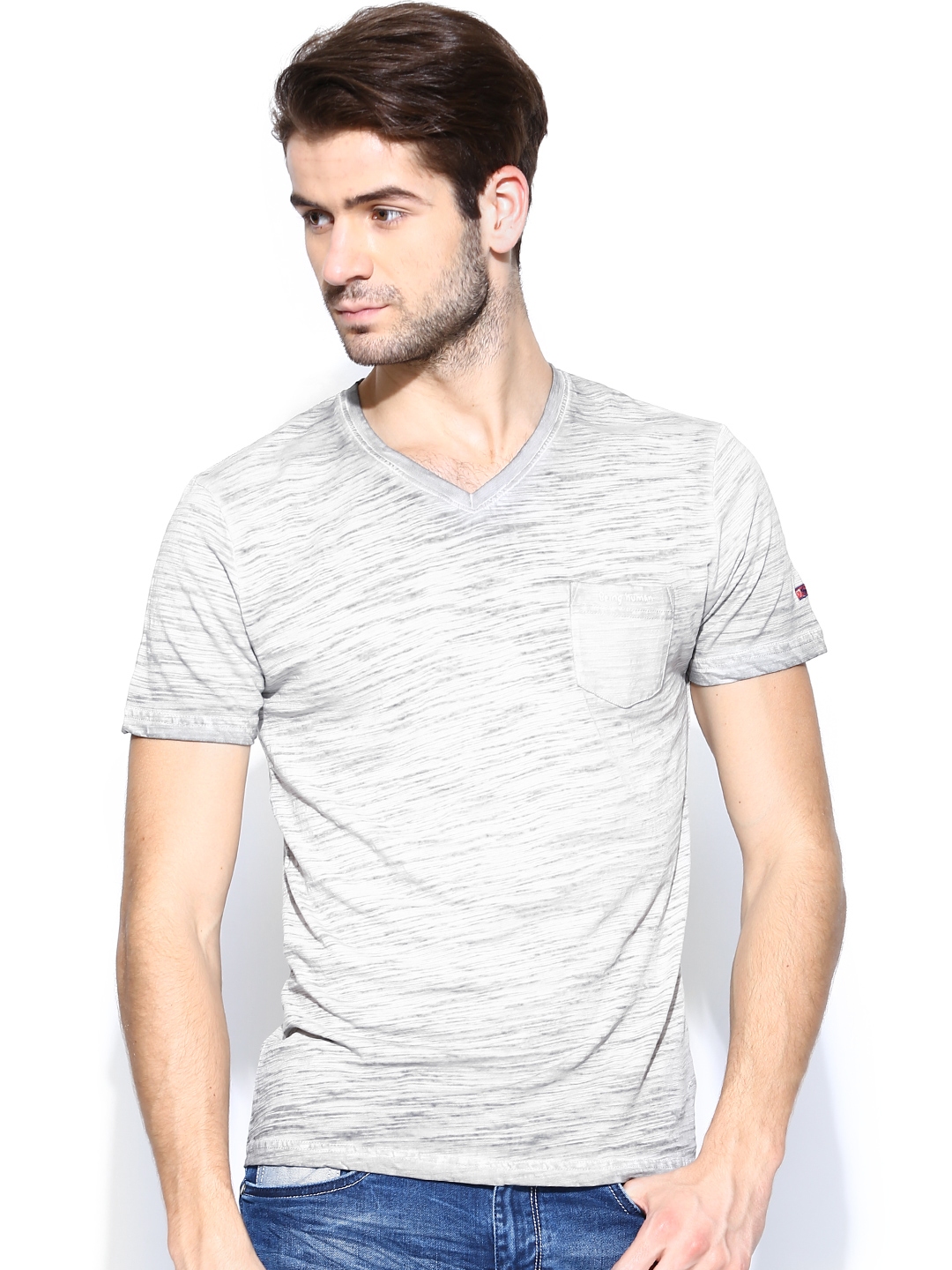 Buy Being Human Clothing Men Navy Grey Double Layered Pure Cotton T Shirt -  Tshirts for Men 155232