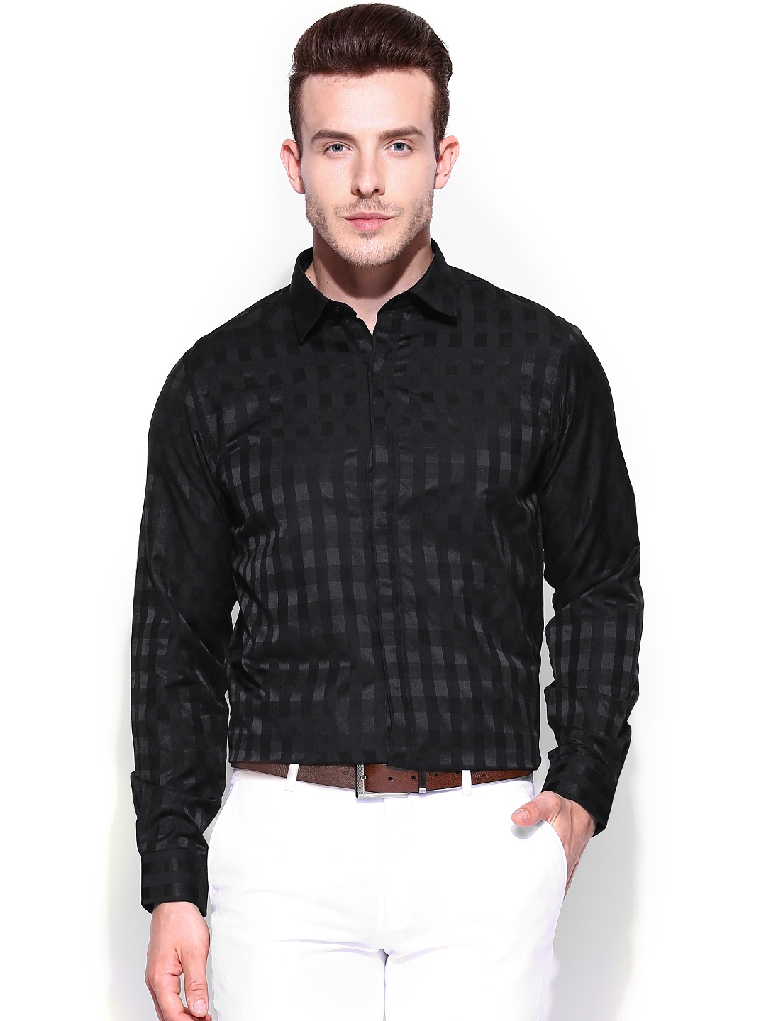 mens black party wear shirt