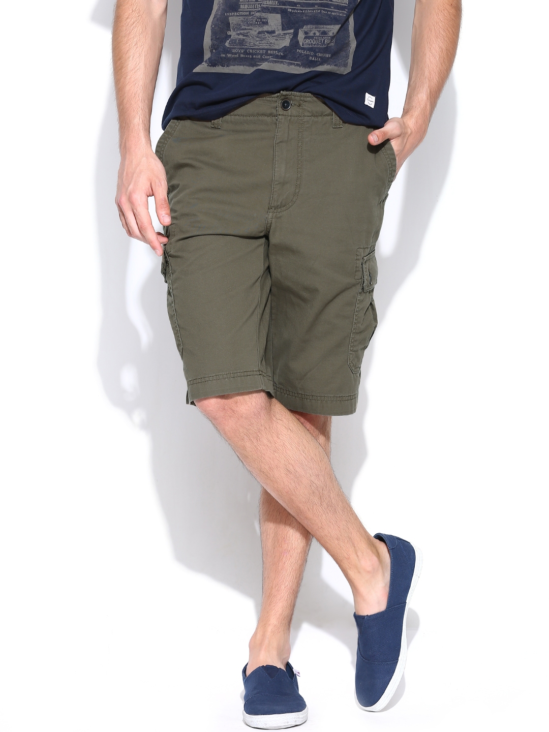 mens olive green cargo shorts