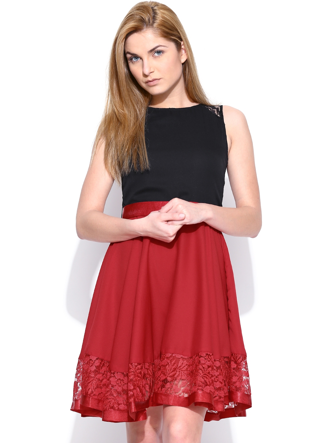 Black and red 2024 one piece dress