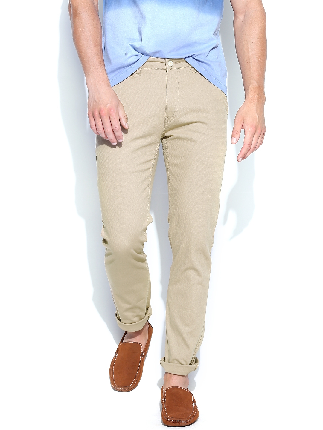 Highlander Men Beige Casual Trousers